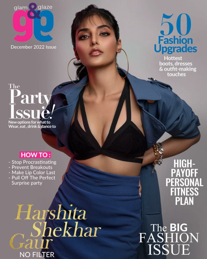 Harshita Shekhar Gaur black bra removed GnG magazine cover nude boobs nipple